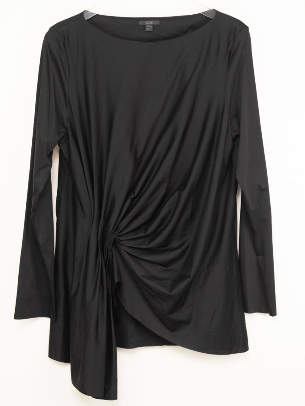 COS Asymmetric Twist Drape Long Sleeve Top Black Size EUR Large